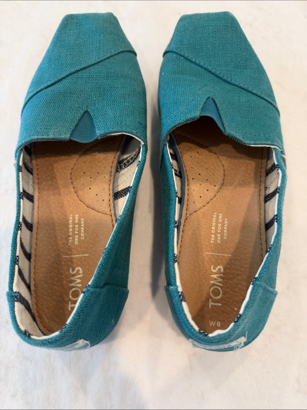 Toms Teal Canvas Slip-On Flats